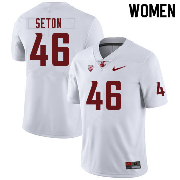 Women #46 Bruce Seton Washington Cougars College Football Jerseys Sale-White - Click Image to Close